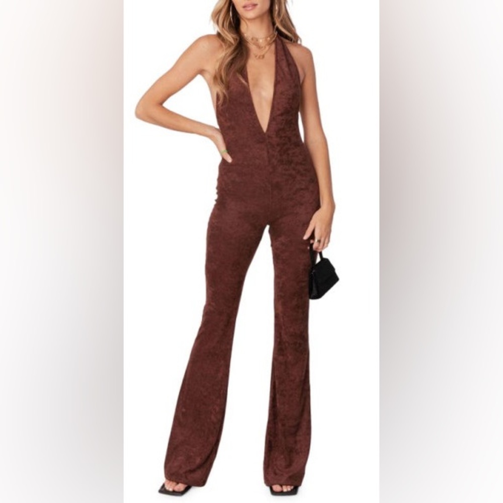 Edikted‎ Brown Open back Terry Cloth Jumpsuit